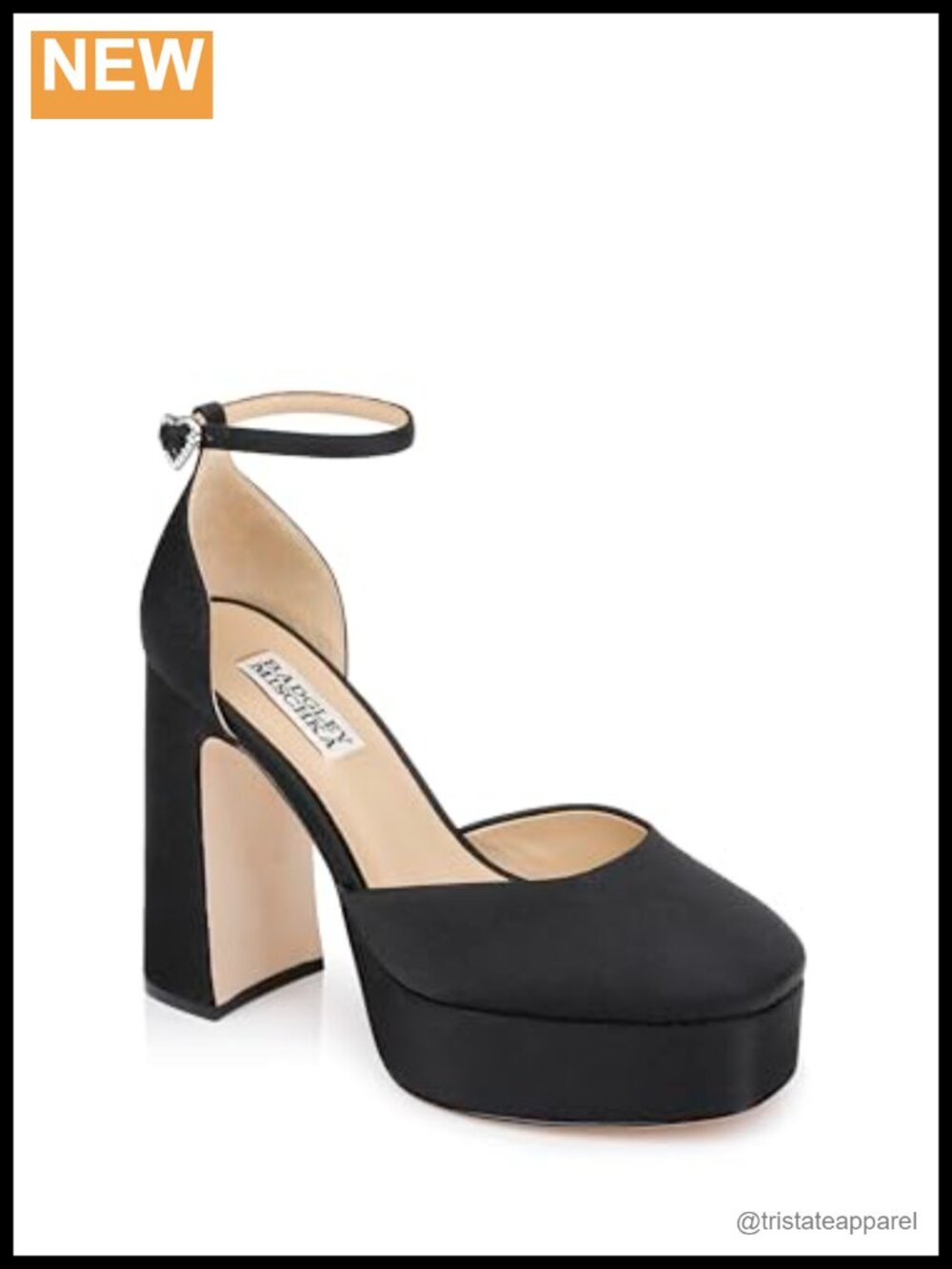 Badgley Mischka Jayda Platform Pump Silk Leather Lining Ankle Strap Evening